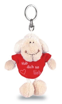 Nici 31559 Schlüsselanhänger Schaf Weiß T-Shirt Rot "Hab Dich So Lieb" Ca 10cm