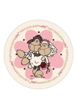 Nici 34587 Kissen Just Married Kissen Brautpaar Jolly Mäh Rund Ø 26cm Plüsch
