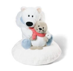 Nici 34725 Eisbär & Robbe Auf Kissen (15cm/10cm) Plüsch Kuscheltier White World