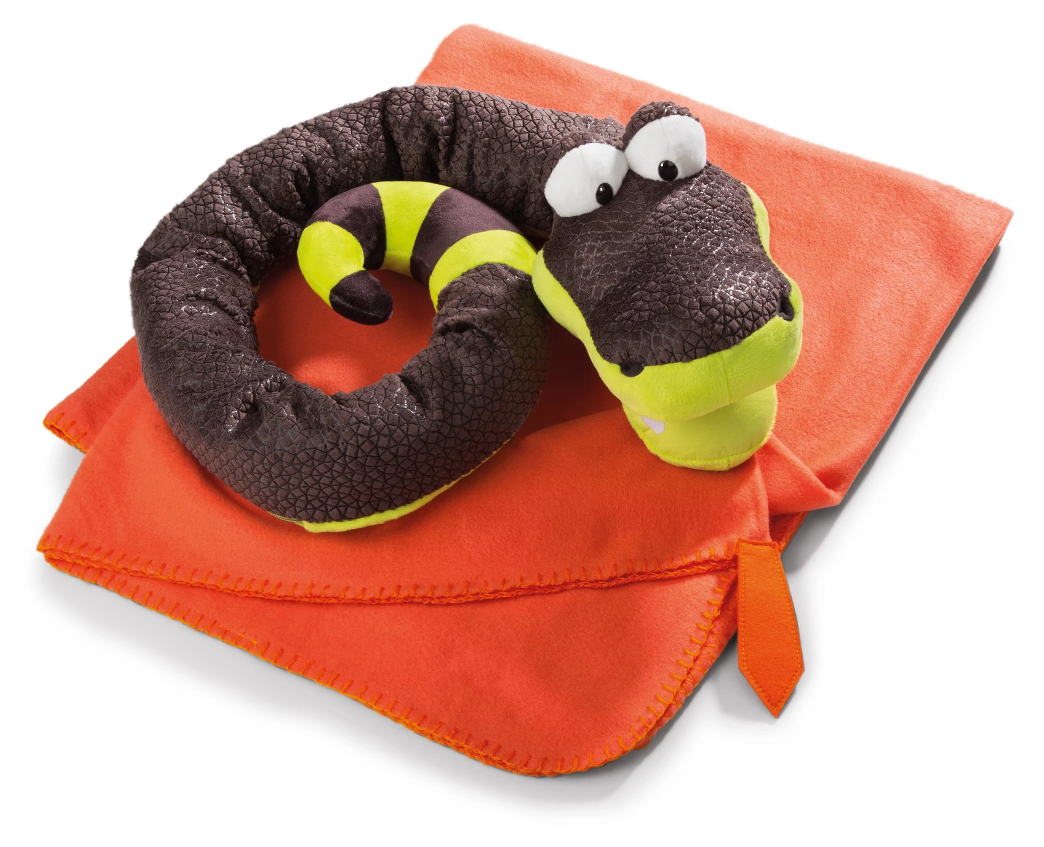 Nici 41095 Fleecedecke mit Schlange Sascha Plüsch als Hülle ca 110x180cm