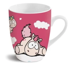 Nici 41612 Tasse Einhorn Theodor & Rainbow Flair, Carbon Flash 8x10cm Porzellan