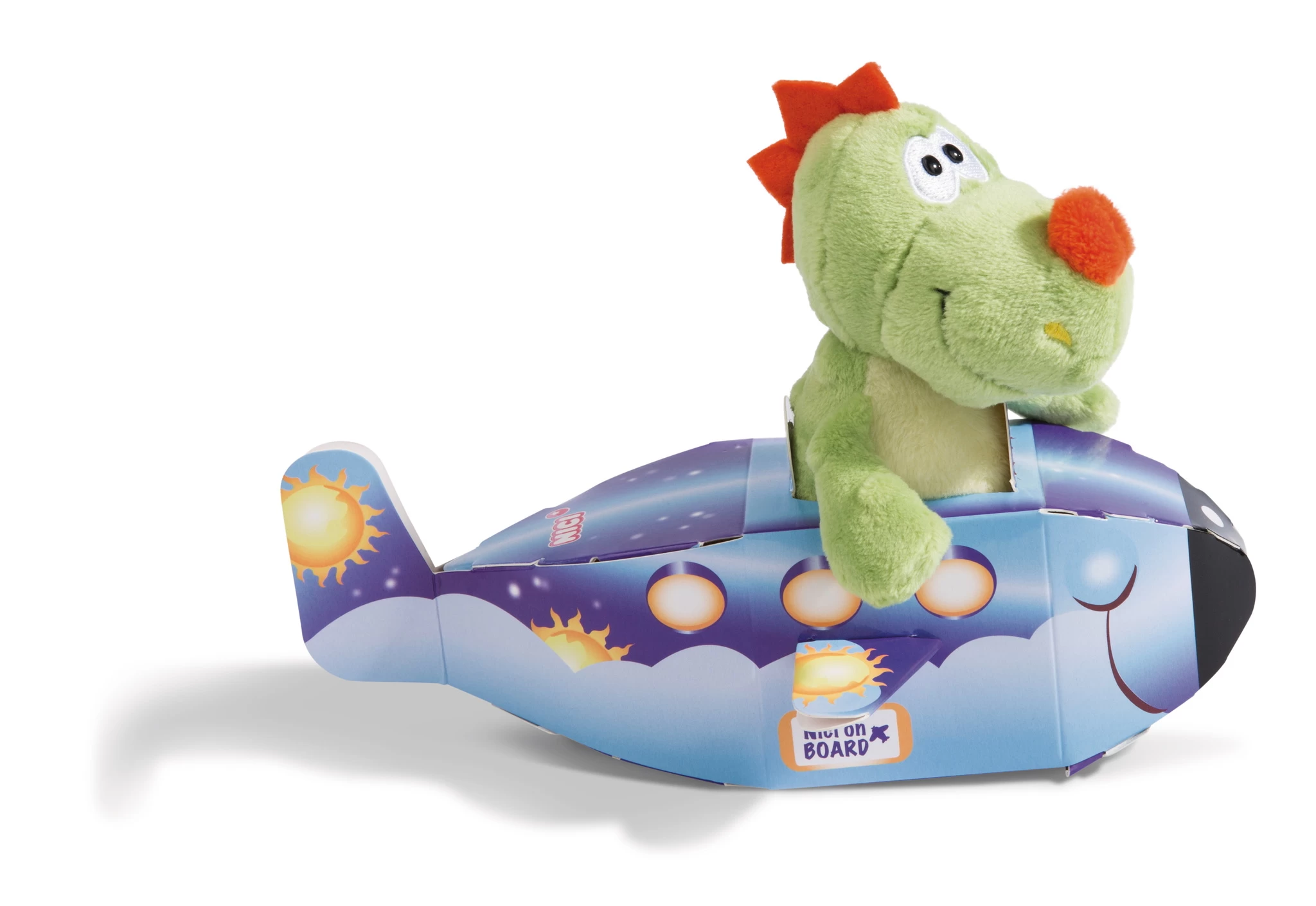 Nici 45002 Nici on Board mit Geschenkverpackung Dinosaurier Flugzeug 15cm Plüsch