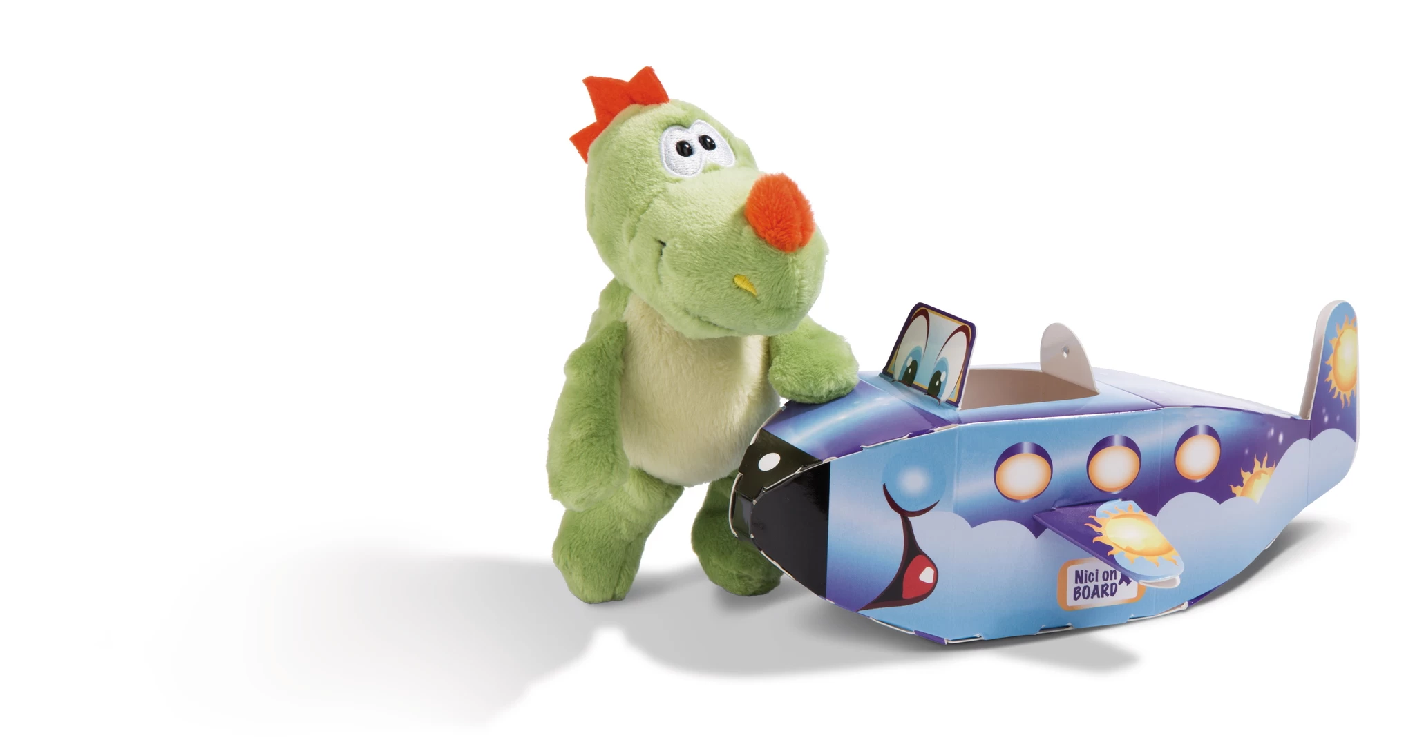 Nici 45002 Nici on Board mit Geschenkverpackung Dinosaurier Flugzeug 15cm Plüsch