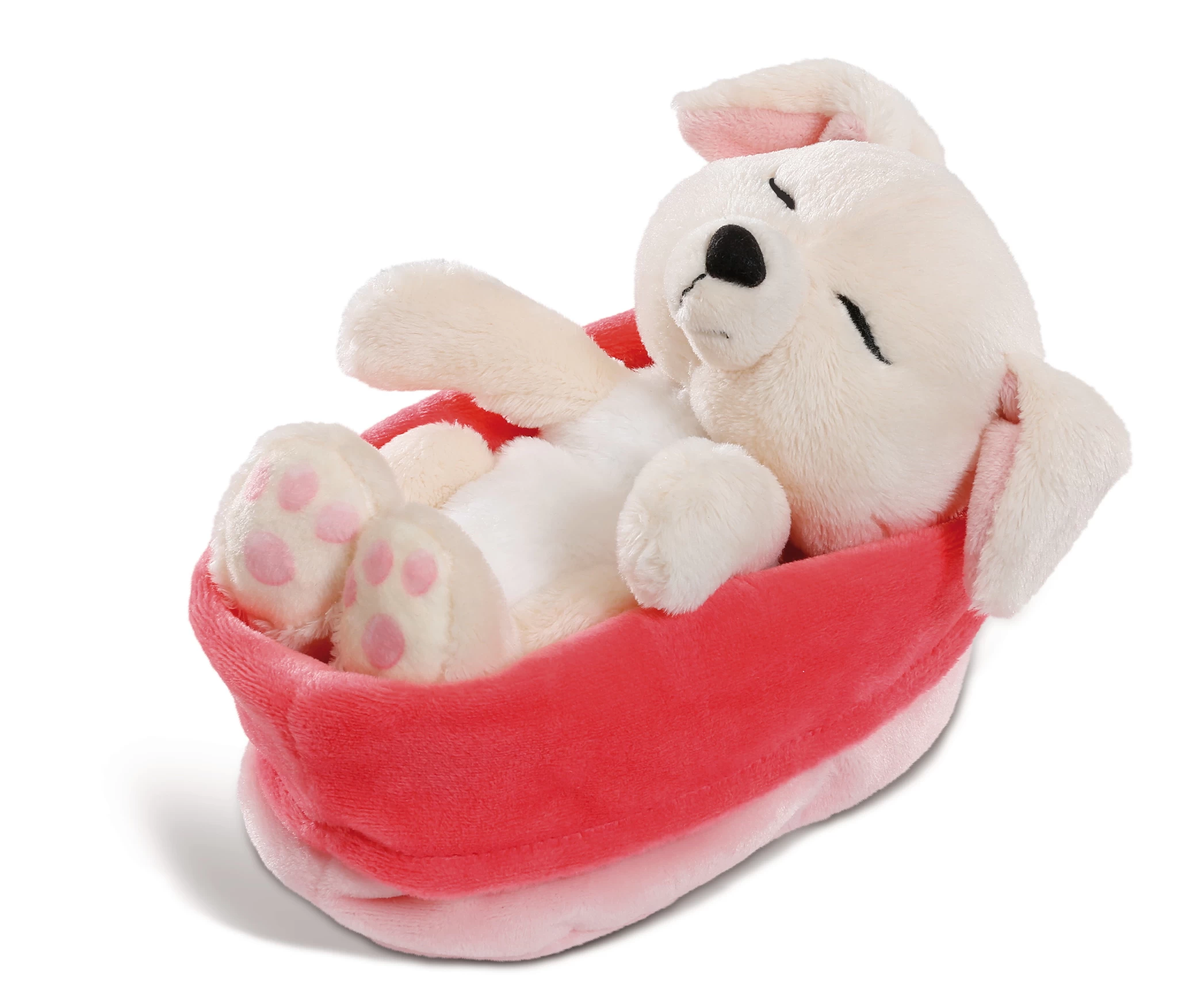 Nici 45373 Sleeping Puppies schlafendes Hundebaby im Körbchen 16cm creme