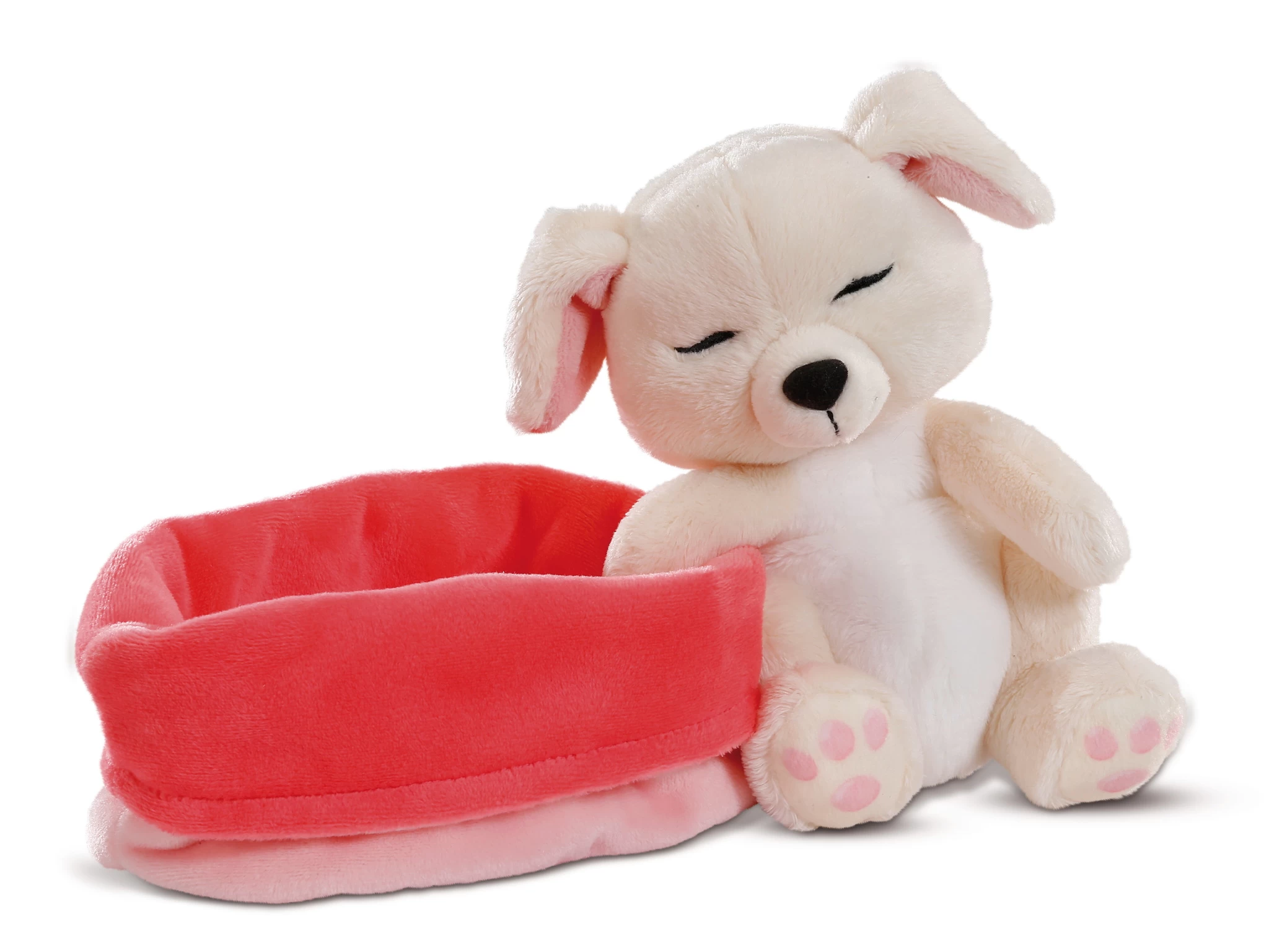 Nici 45373 Sleeping Puppies schlafendes Hundebaby im Körbchen 16cm creme