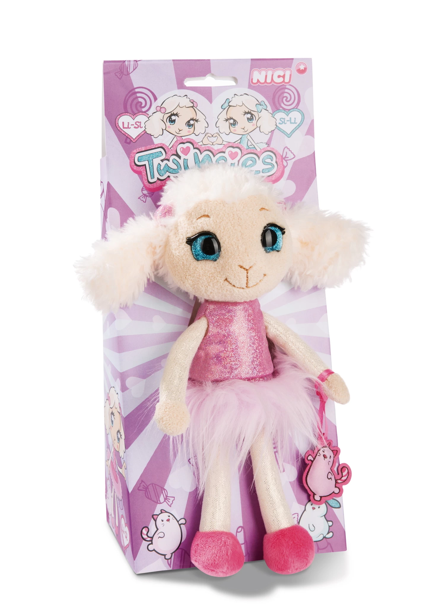 Nici 45886 Twinsies Schaf Li-Si pink 25cm Plüsch Schlenker in Geschenkbox