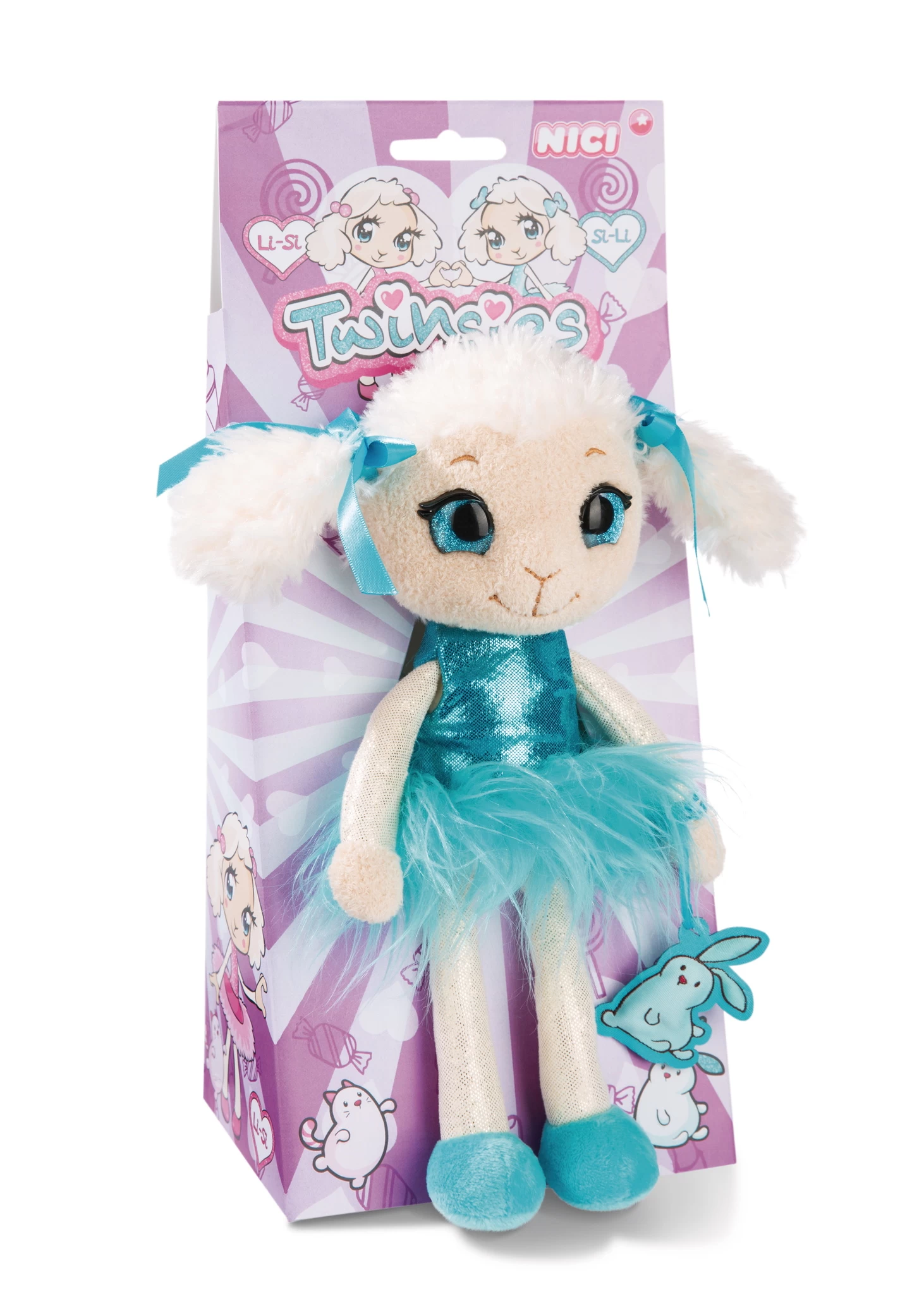 Nici 45887 Twinsies Schaf Si-Li türkis 25cm Plüsch Schlenker in Geschenkbox