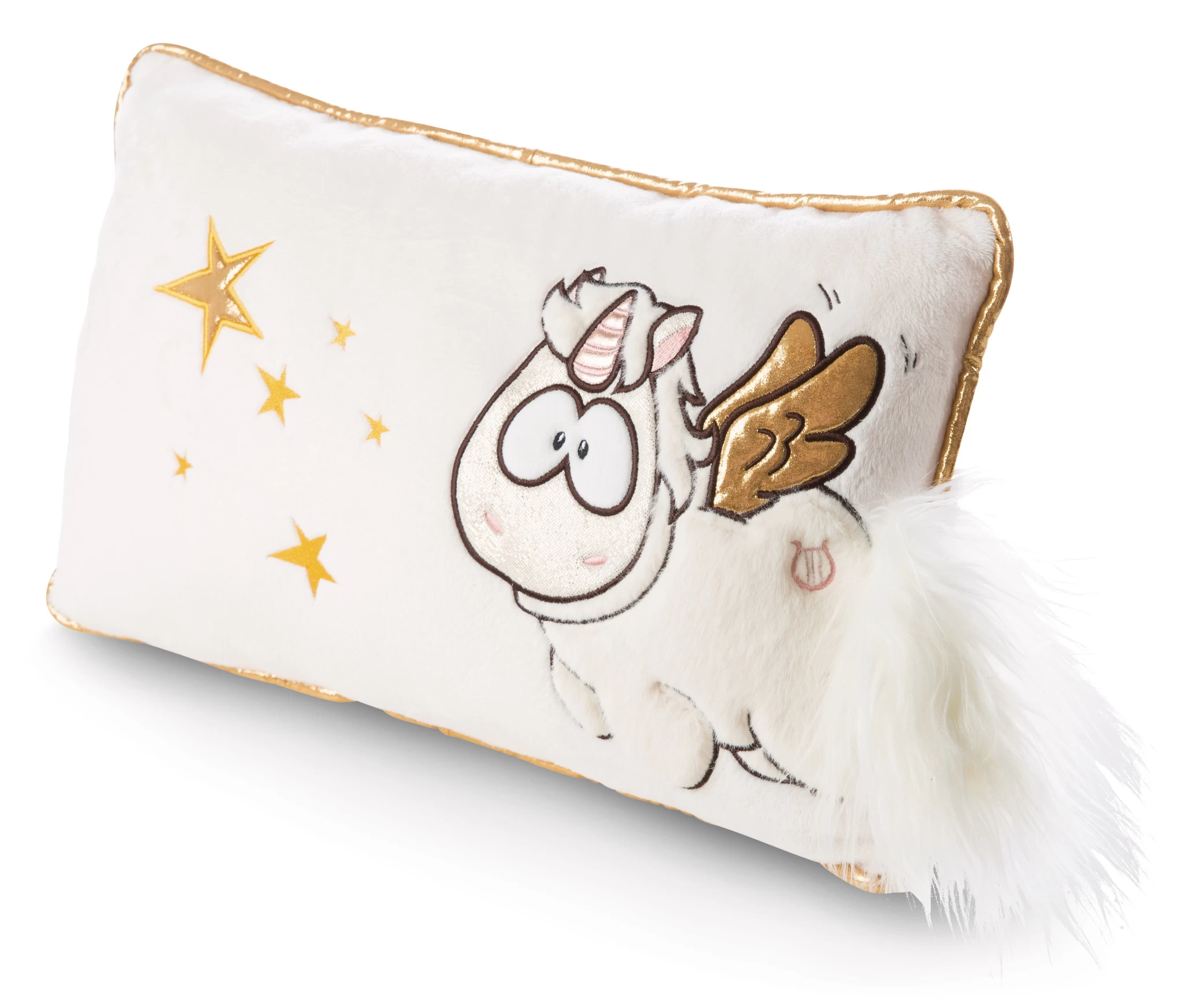 Nici 46556 Kissen Einhorn-Engel Angelia rechteckig 43x25cm Plüsch weiß-gold
