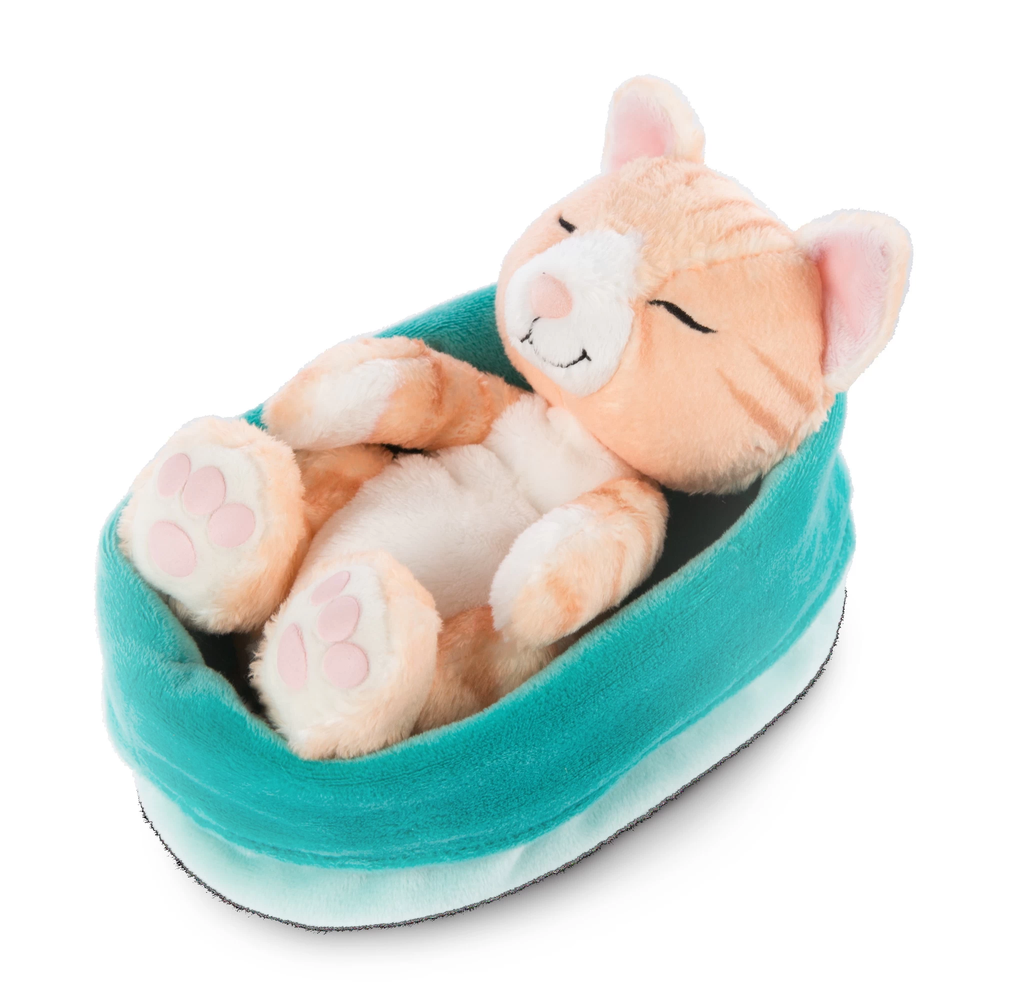 Nici 47145 Sleeping Kitties schlafende Katze im Körbchen 16cm Plüsch rot