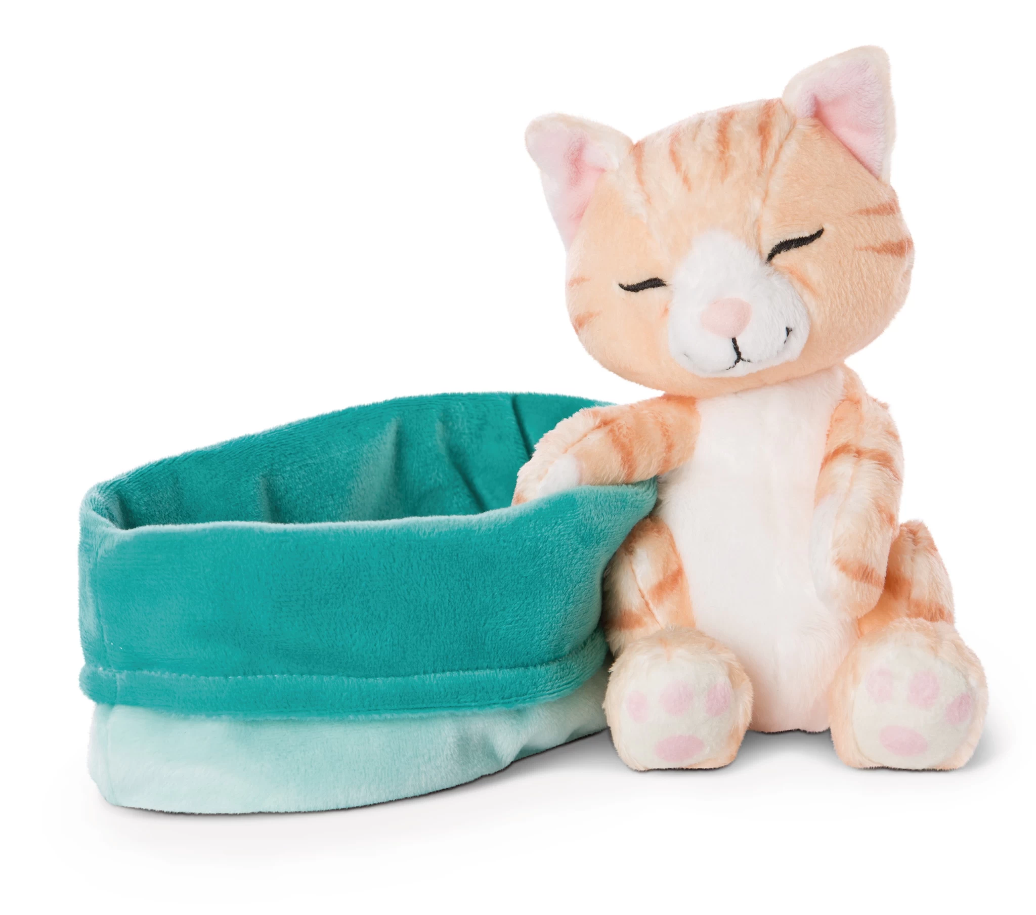 Nici 47145 Sleeping Kitties schlafende Katze im Körbchen 16cm Plüsch rot