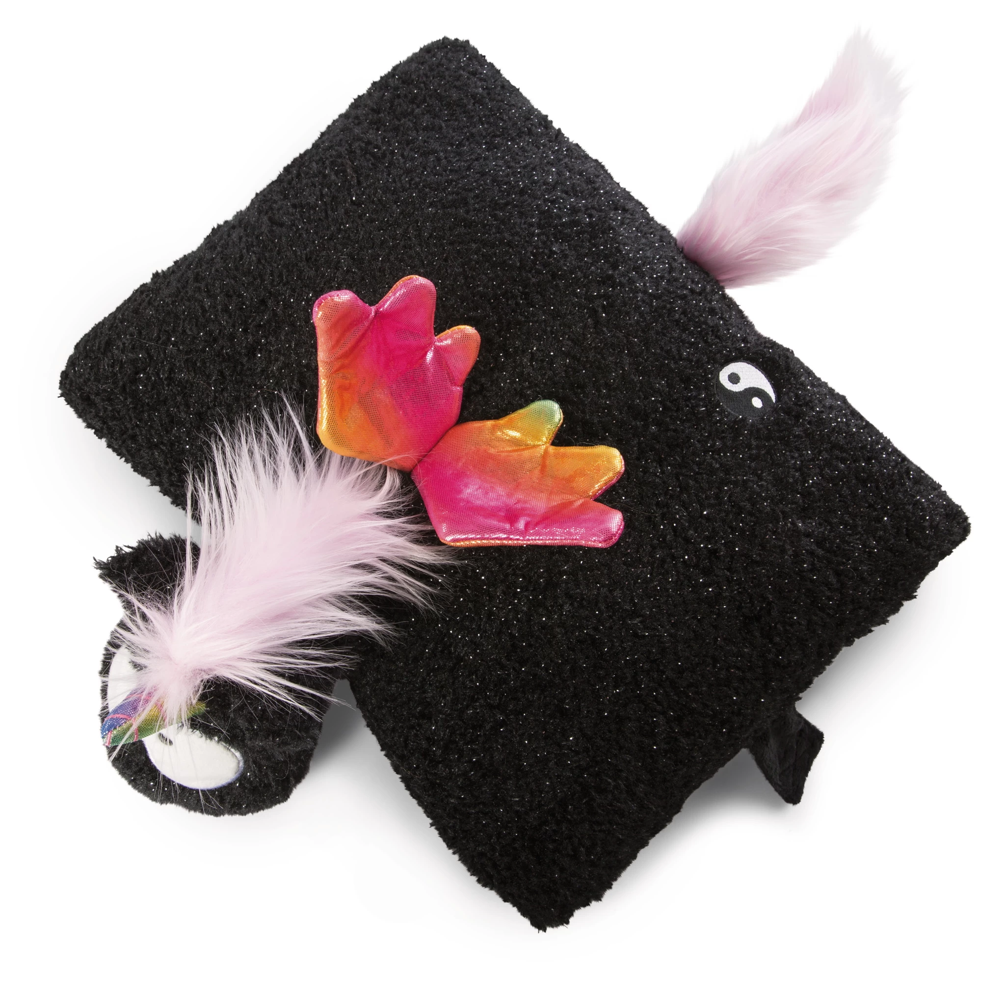 Nici 47382 Kuscheltierkissen schwarzes Einhorn Rainbow Yin & Yang 40x30cm Plüsch