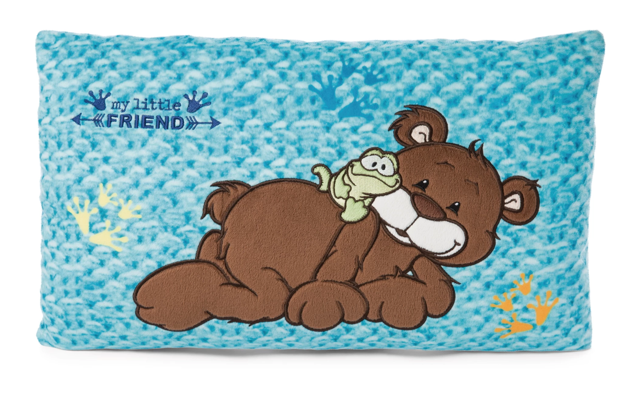 Nici 47615 Kissen Bär kakaobraun & Frosch 43x25cm Plüsch Classic Bear GREEN