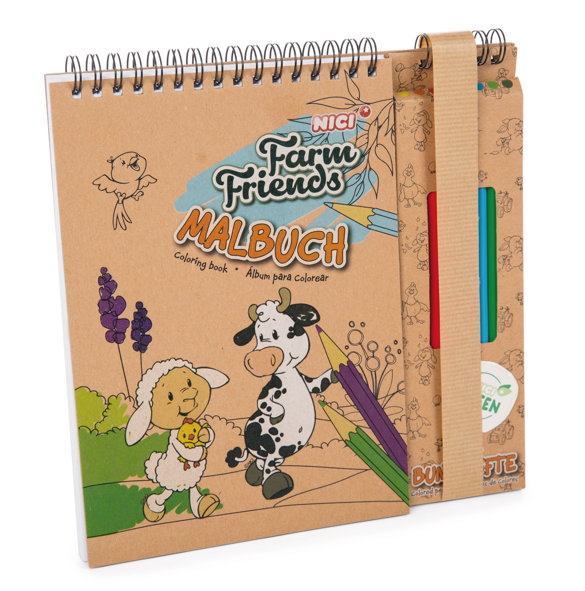 Nici 47804 Malblock & Buntstifte im Set Farm Friends Kreativbuch Bauernhof