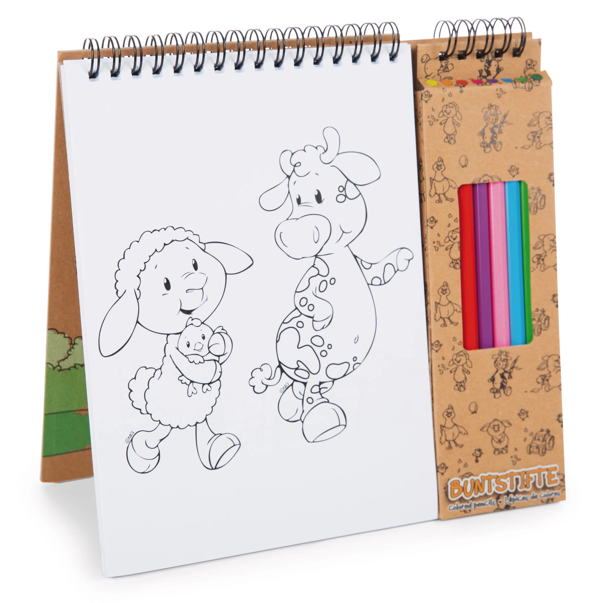 Nici 47804 Malblock & Buntstifte im Set Farm Friends Kreativbuch Bauernhof