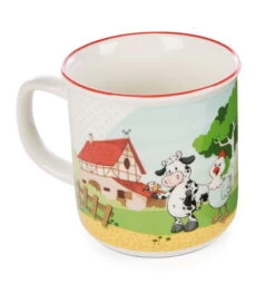 Nici 47807 Kinder - Tasse 240ml Farm Friends Schwein Kuh Henne Porzellan Ø8x8cm