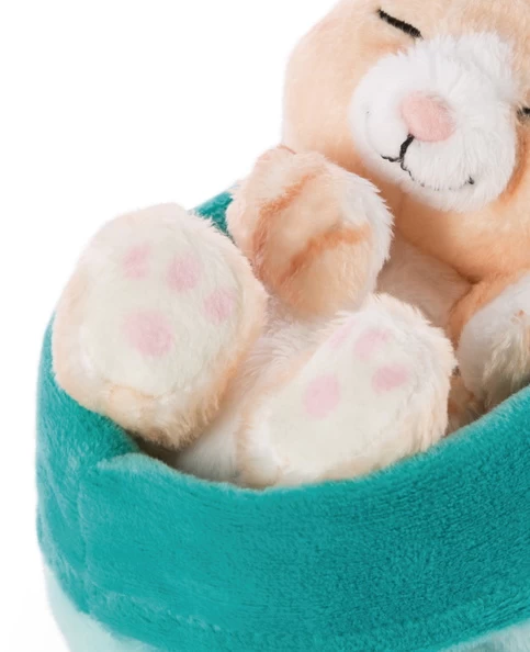 Nici 48087 Sleeping Kitties schlafende Katze im Körbchen 12cm Plüsch rot