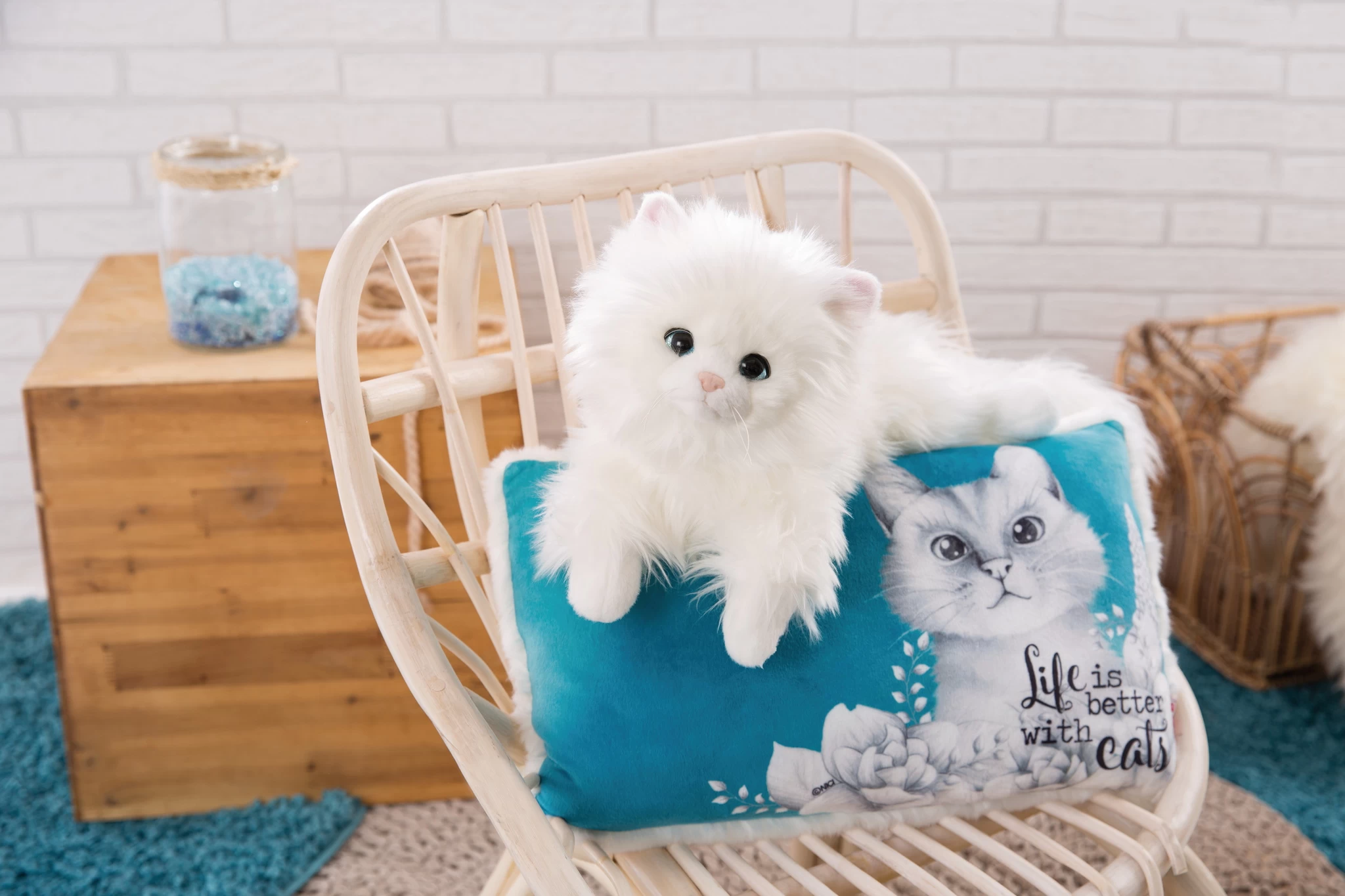 Nici 48093 Schlüsselanhänger weisse Katze Meowlina 8cm Life is better with cats