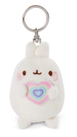 Nici 48220 Schlüsselanhänger Molang Mit Regenbogenherz 8cm Plüsch Kawaii