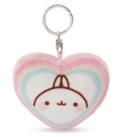 Nici 48221 Schlüsselanhänger Herzförmig Molang Regenbogen 8cm Plüsch Kawaii