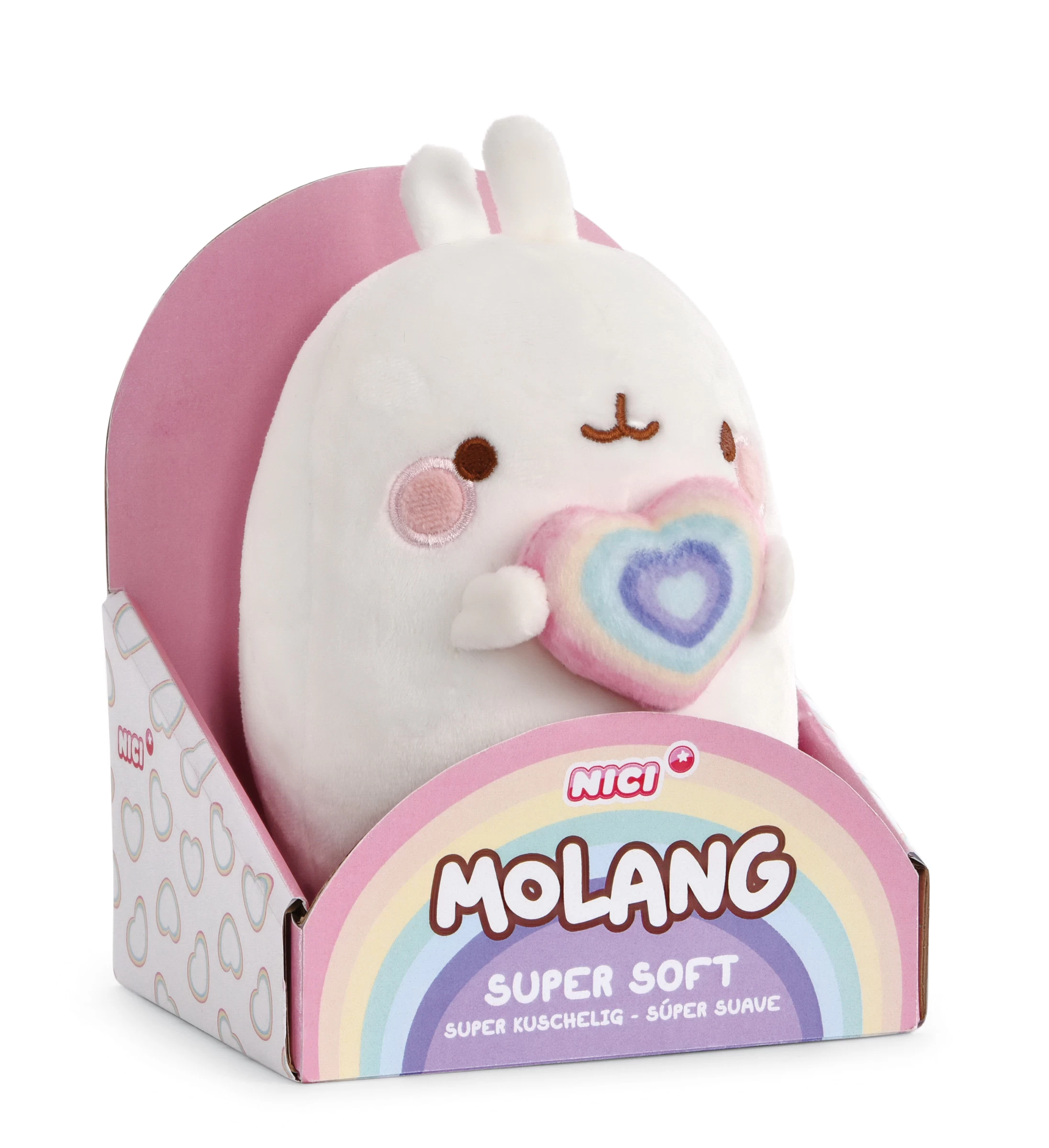 Nici 48224 Molang mit Regenbogenherz 16cm Stretch-Plüsch im Karton Kawaii