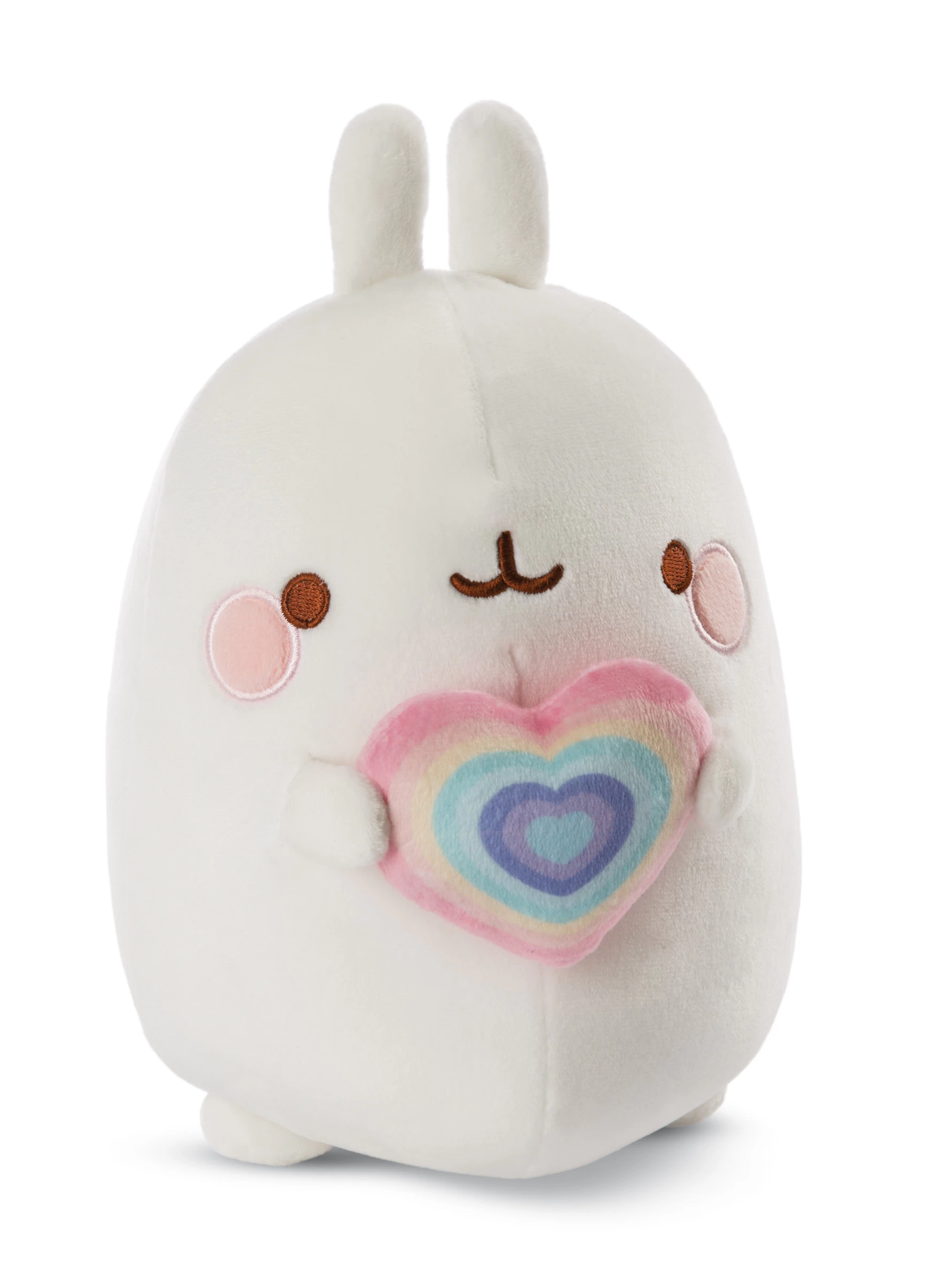 Nici 48224 Molang mit Regenbogenherz 16cm Stretch-Plüsch im Karton Kawaii