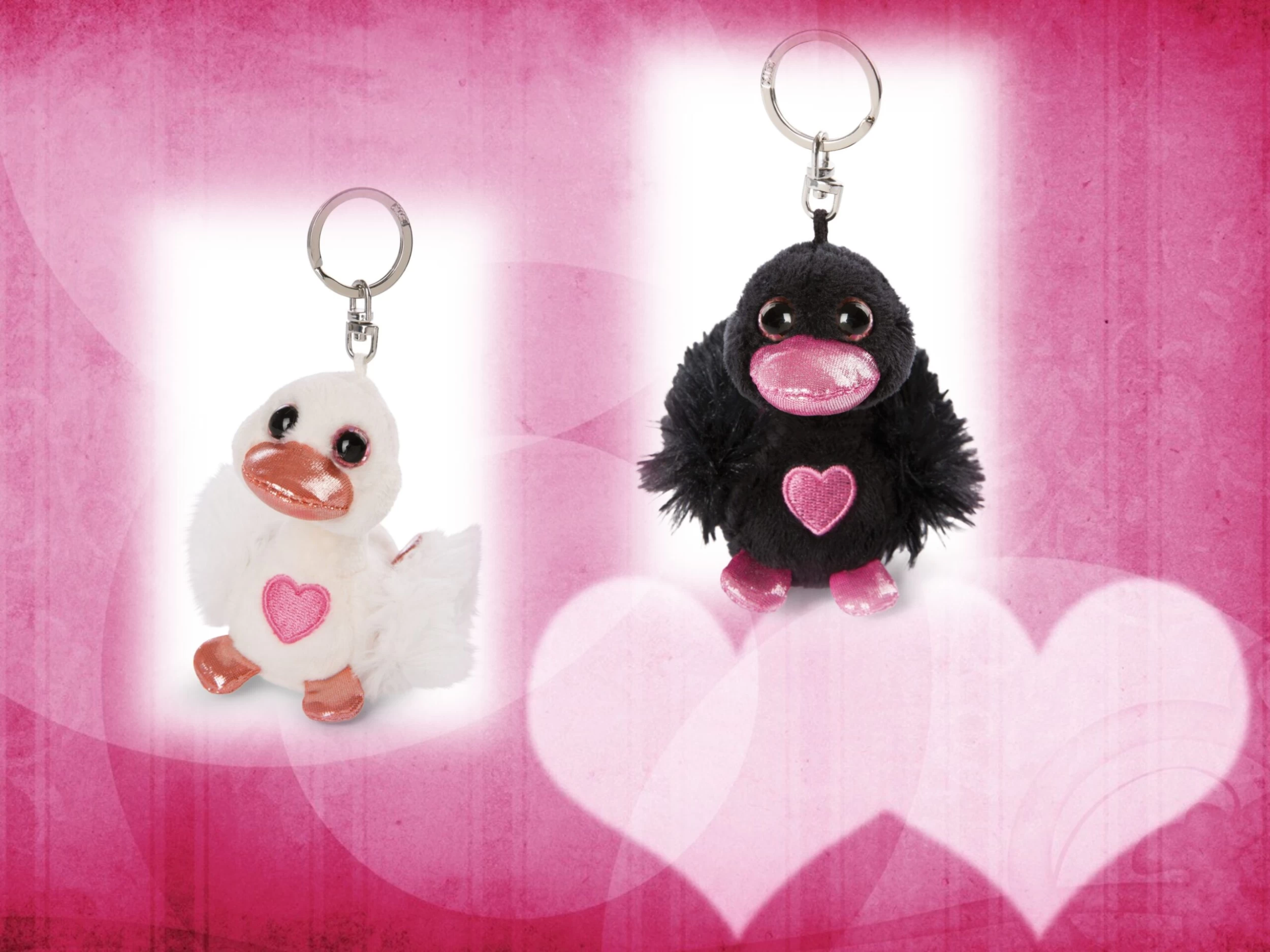 Nici 48260 + 48261 Schlüsselangänger SET Schwäne ca 10cm Love Classics GREEN