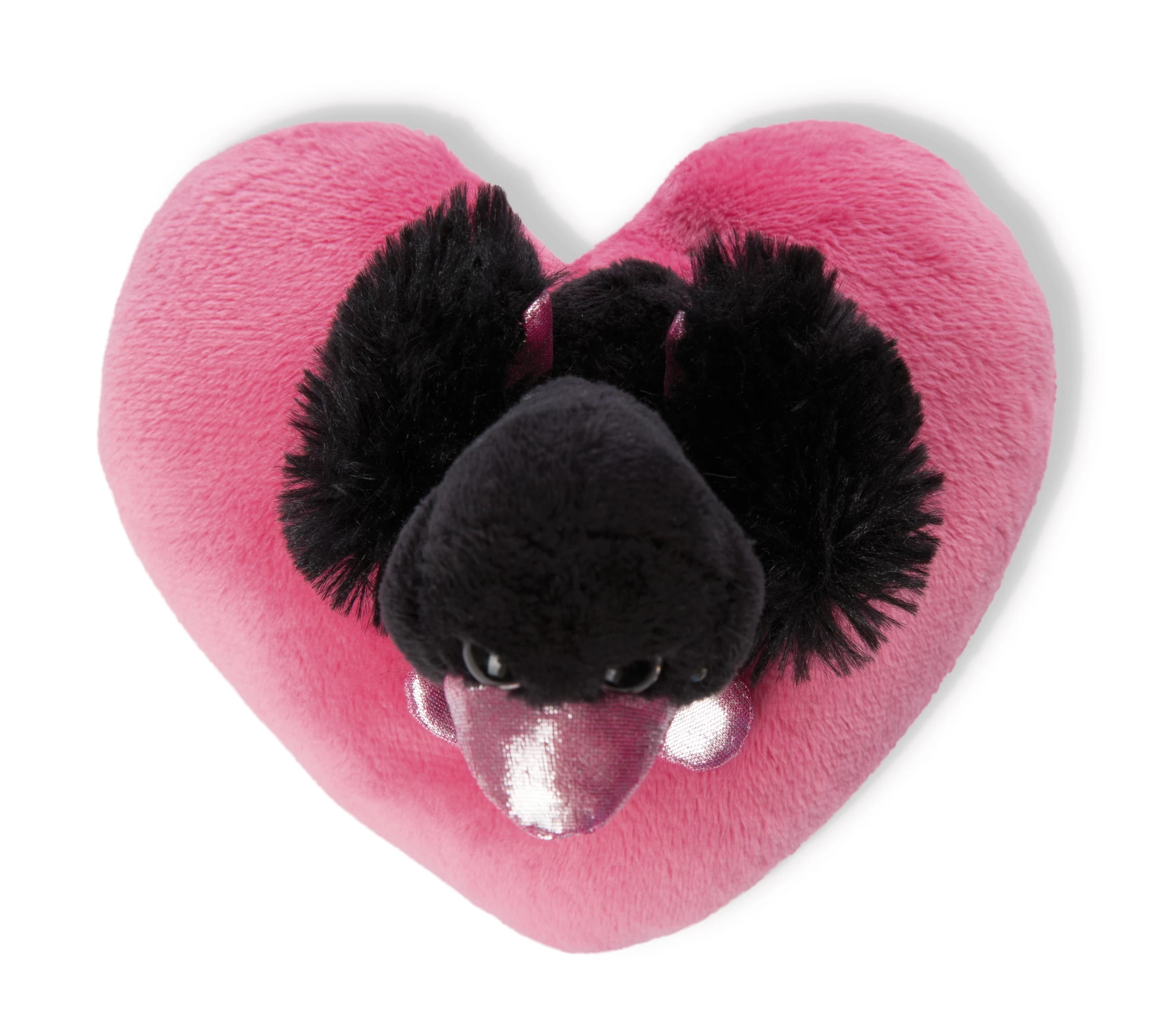 Nici 48265 Schwan schwarz auf Herzkissen ca 13cm Plüsch Love Classics GREEN