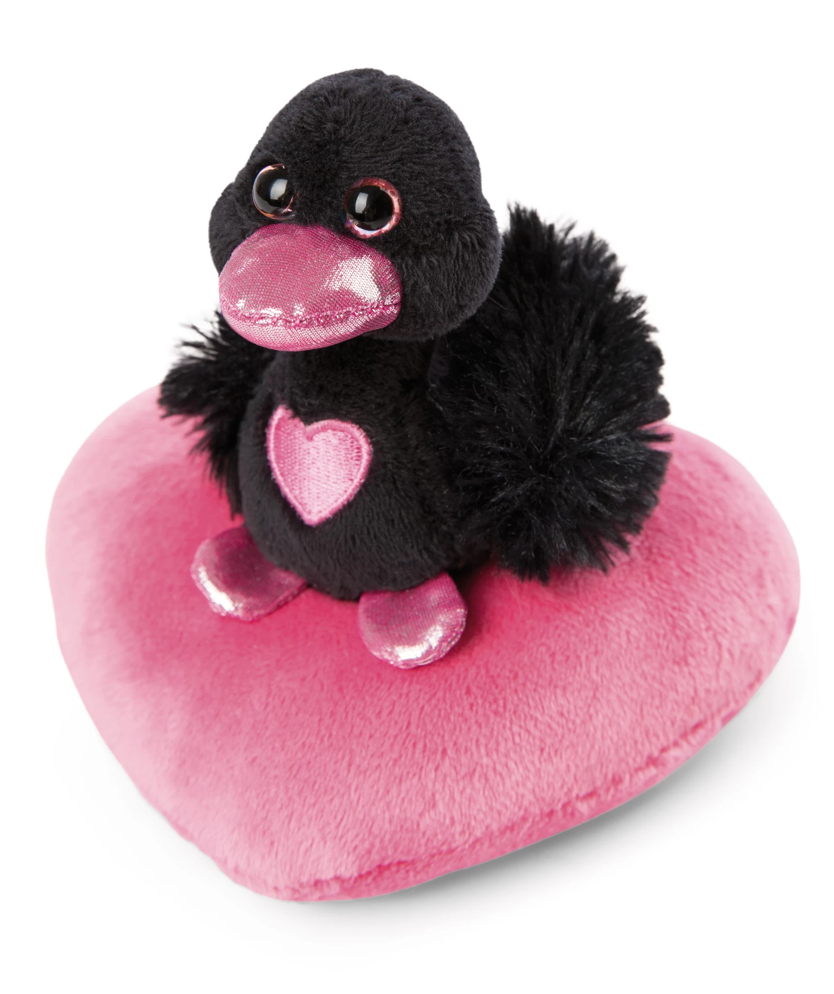 Nici 48265 Schwan schwarz auf Herzkissen ca 13cm Plüsch Love Classics GREEN