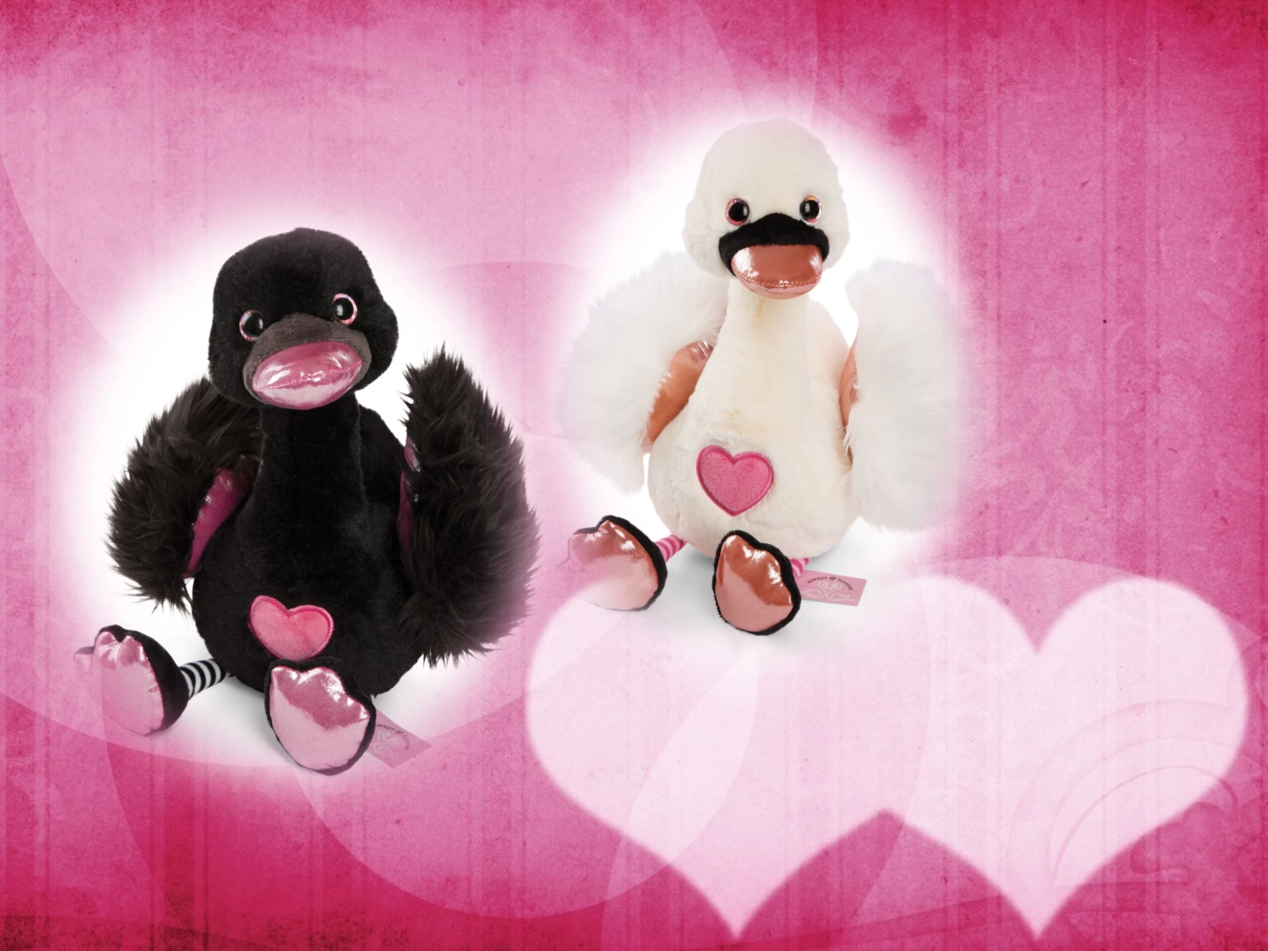 Nici 48270 + 48271 SET zwei Schwäne 50cm Plüsch Kuscheltier Love Classics GREEN