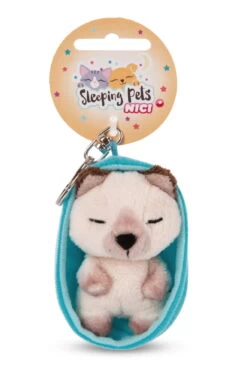 Nici 48838 Schlüsselanhänger Sleeping Pets 10cm Plüsch - Katze Siamkatze Grau