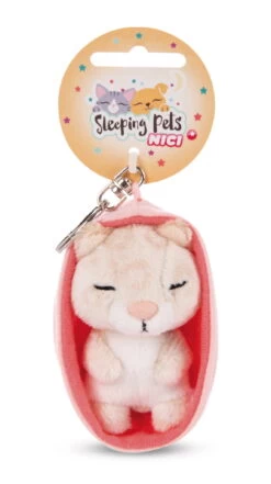 Nici 48840 Schlüsselanhänger Sleeping Pets 10cm Plüsch - Katze Leoparden-Print
