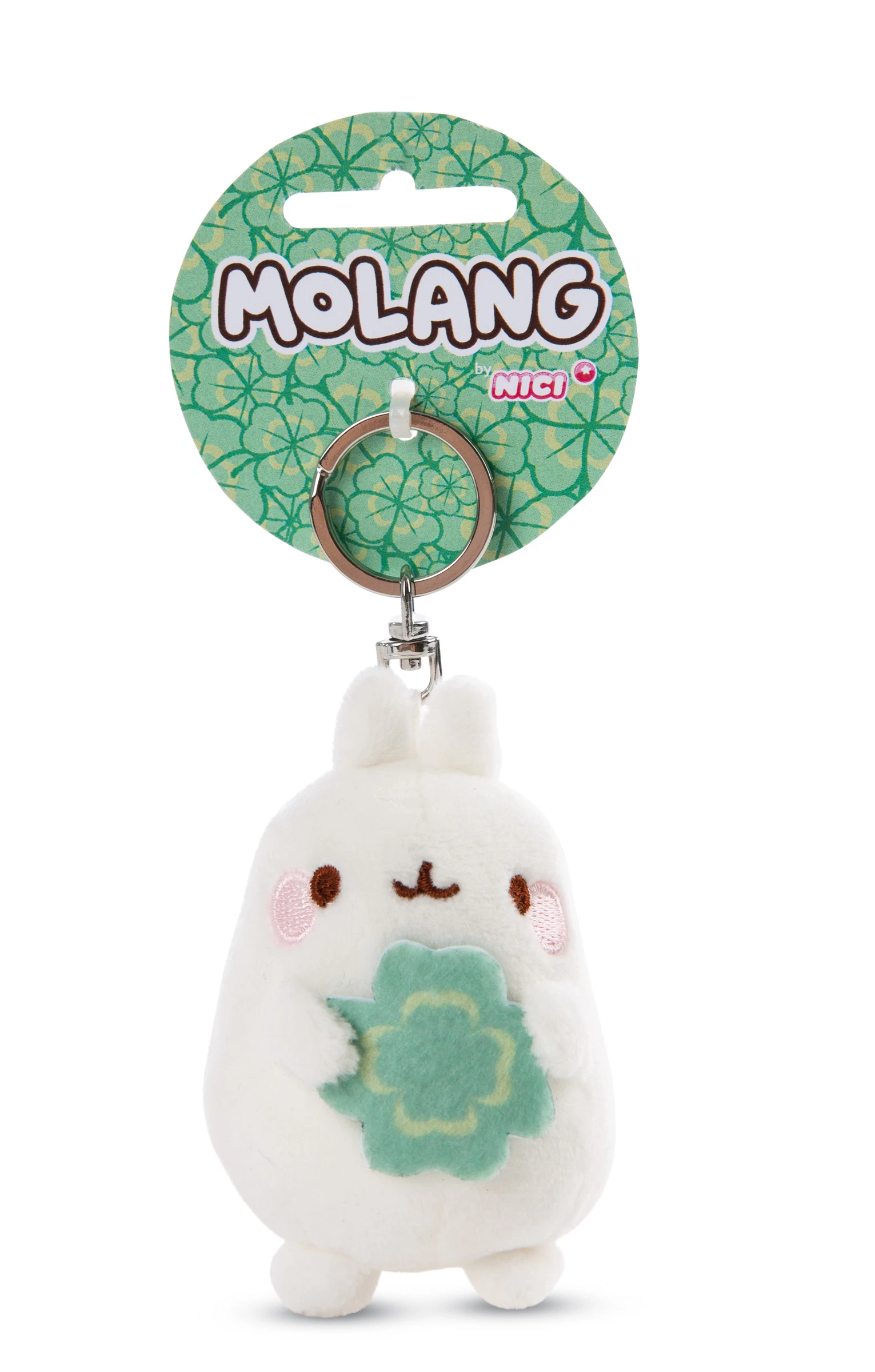 Nici 48870 Schlüsselanhänger Molang mit Kleeblatt Glücksklee 8cm Plüsch Kawaii