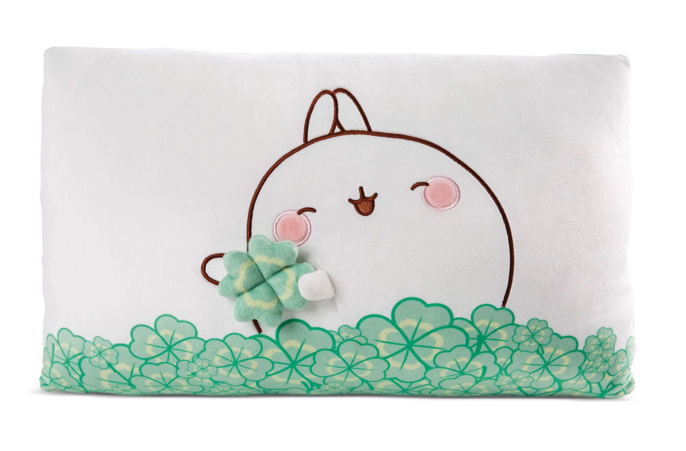 Nici 48878 Kissen MOLANG Hase 43x25cm mit Kleeblatt Plüsch Kawaii Dekokissen