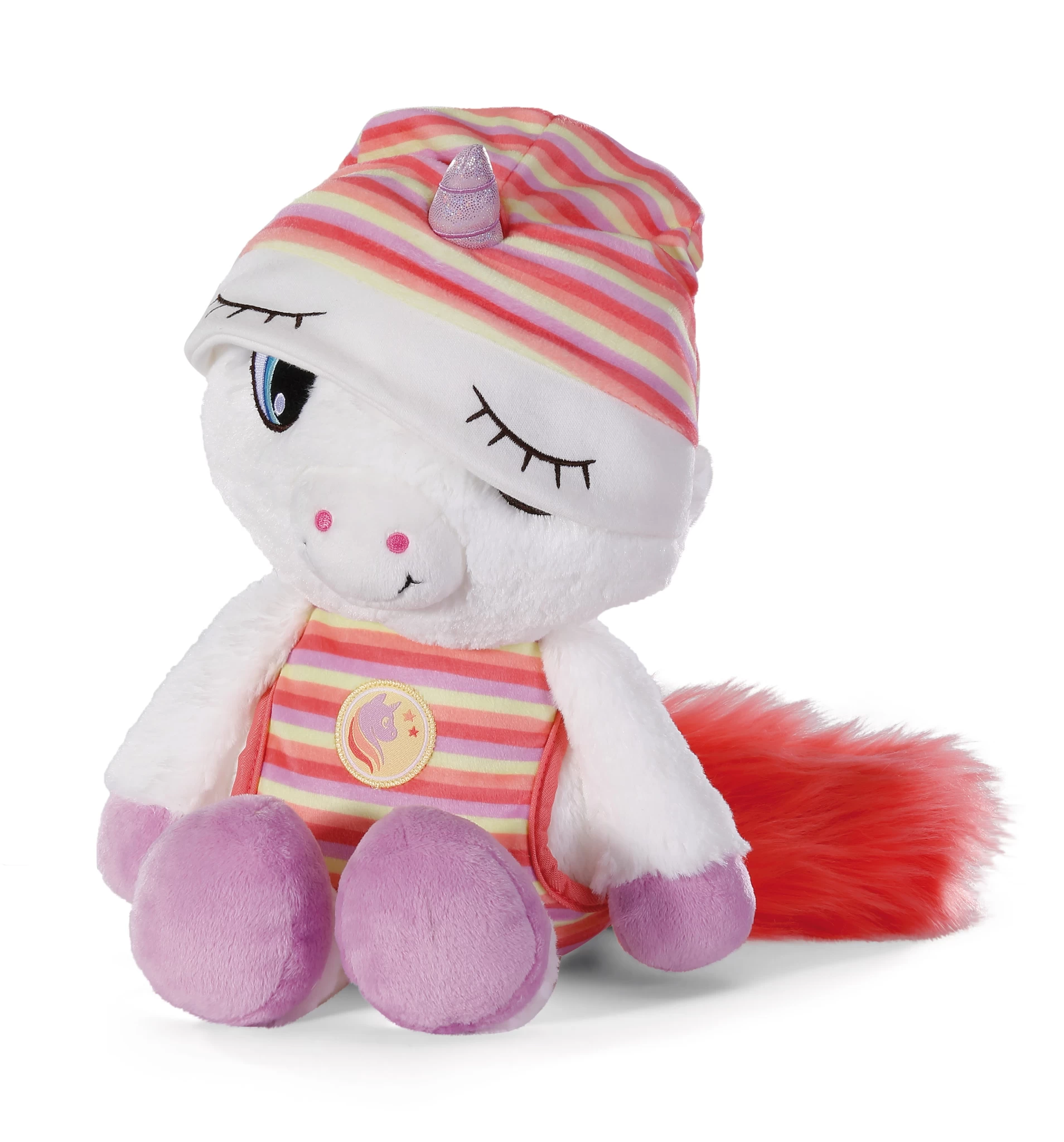 Nici 48885 Schlafmützen Einhorn Myala weiß-rot 38cm Plüsch Kuscheltier