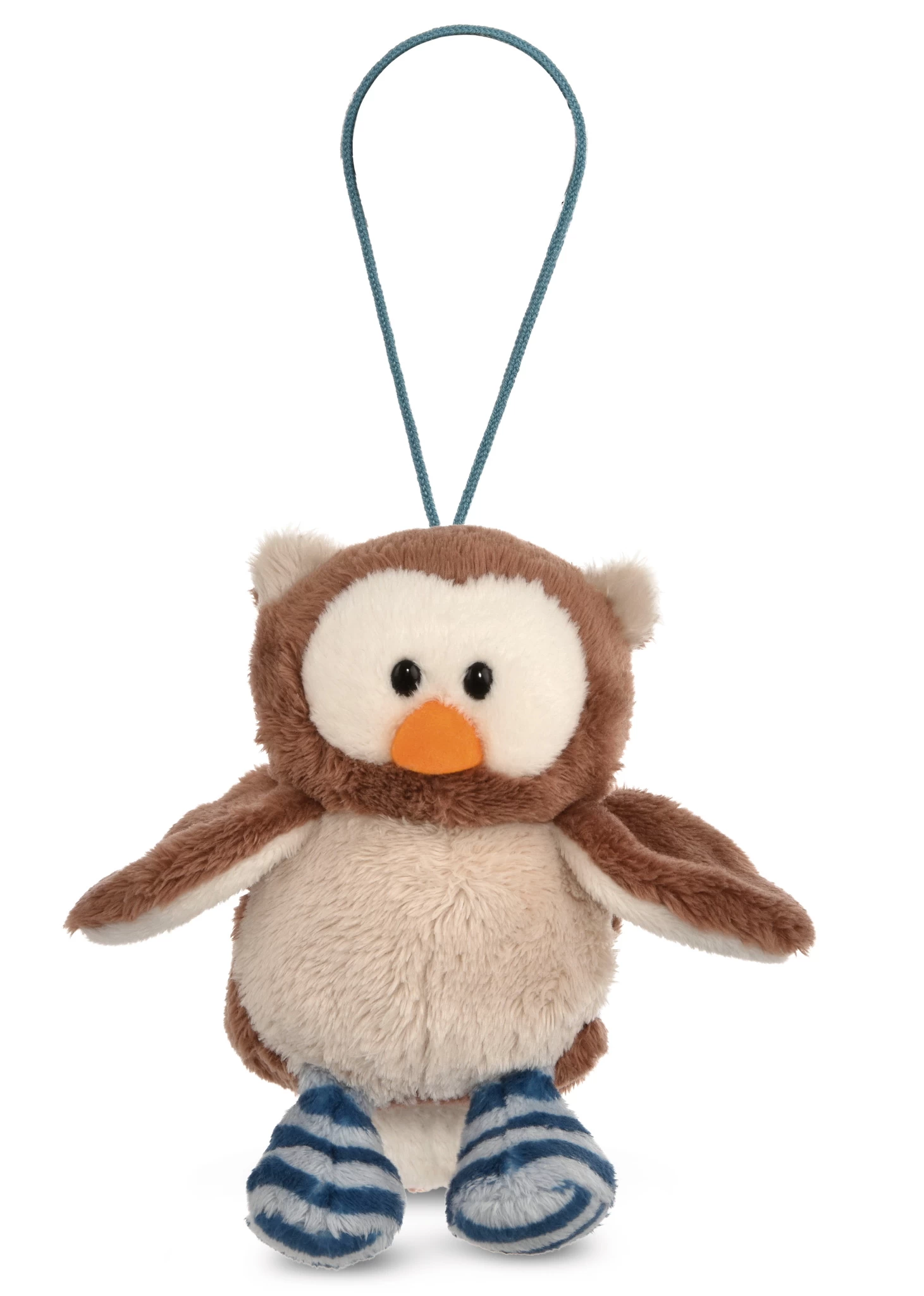 Nici 48931 Wendekuscheltier Eule Oscar im Nest blau 12cm mit Loop Wendeplüsch