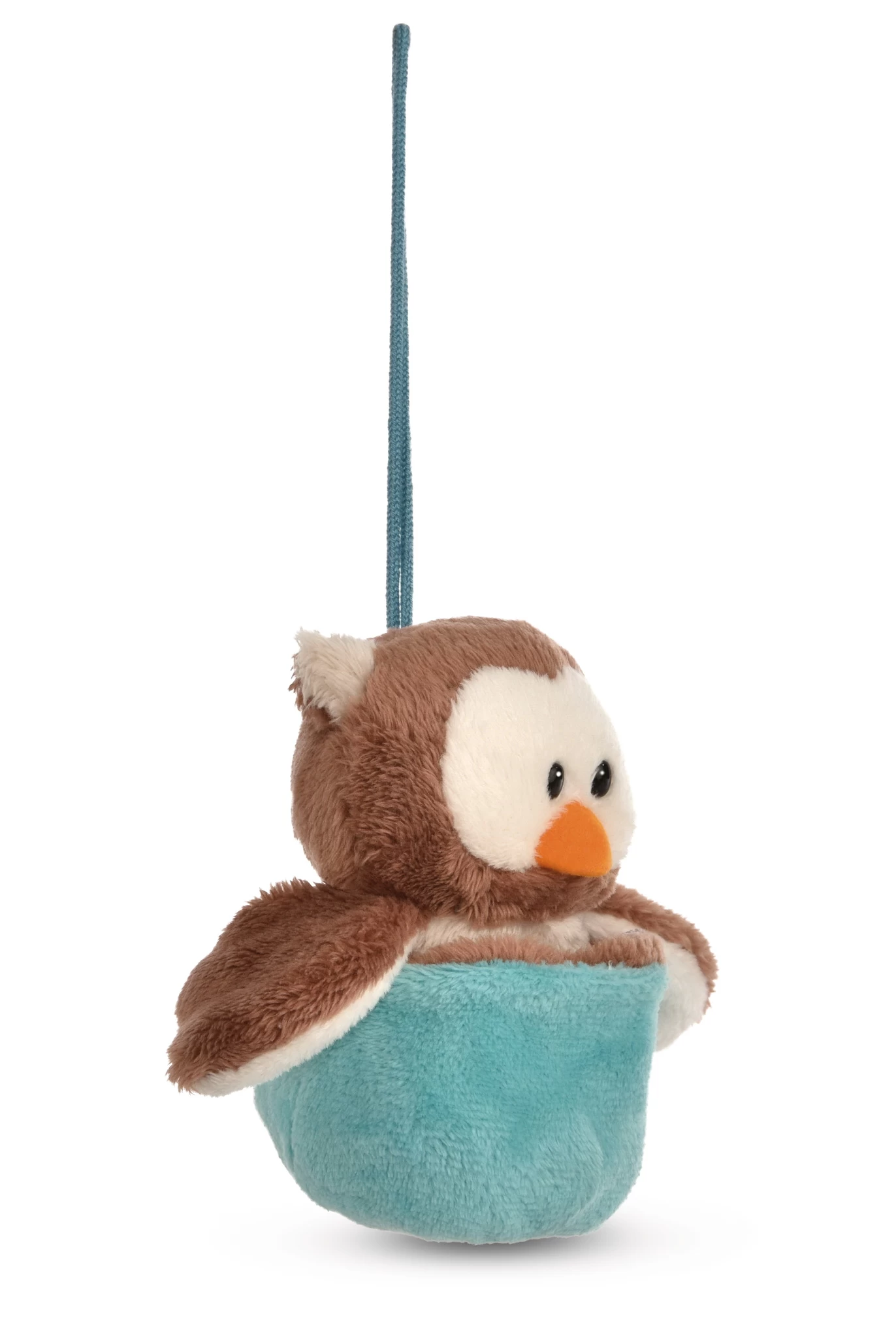 Nici 48931 Wendekuscheltier Eule Oscar im Nest blau 12cm mit Loop Wendeplüsch