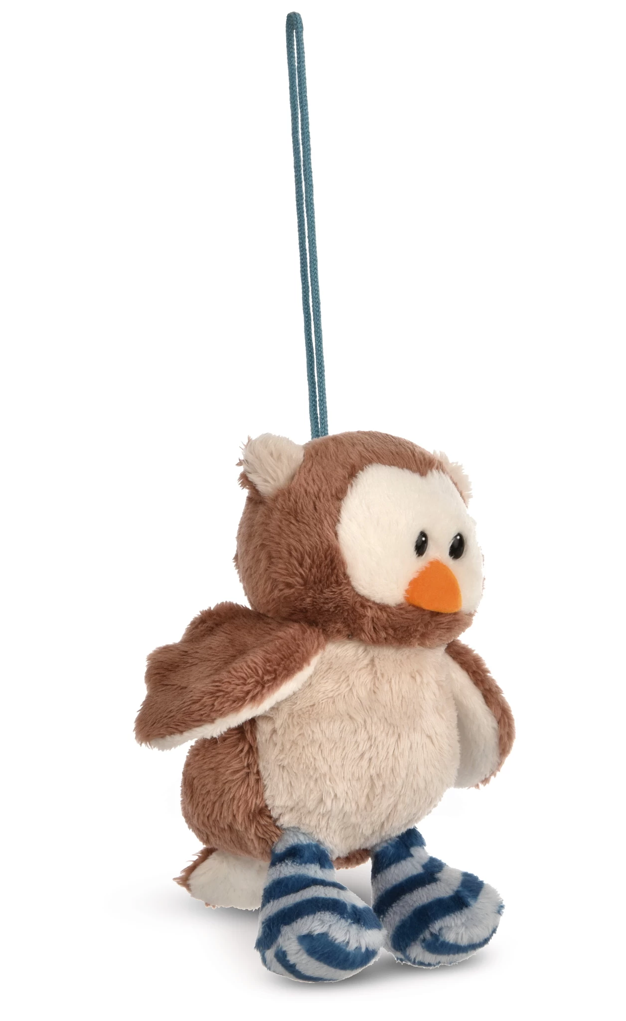 Nici 48931 Wendekuscheltier Eule Oscar im Nest blau 12cm mit Loop Wendeplüsch