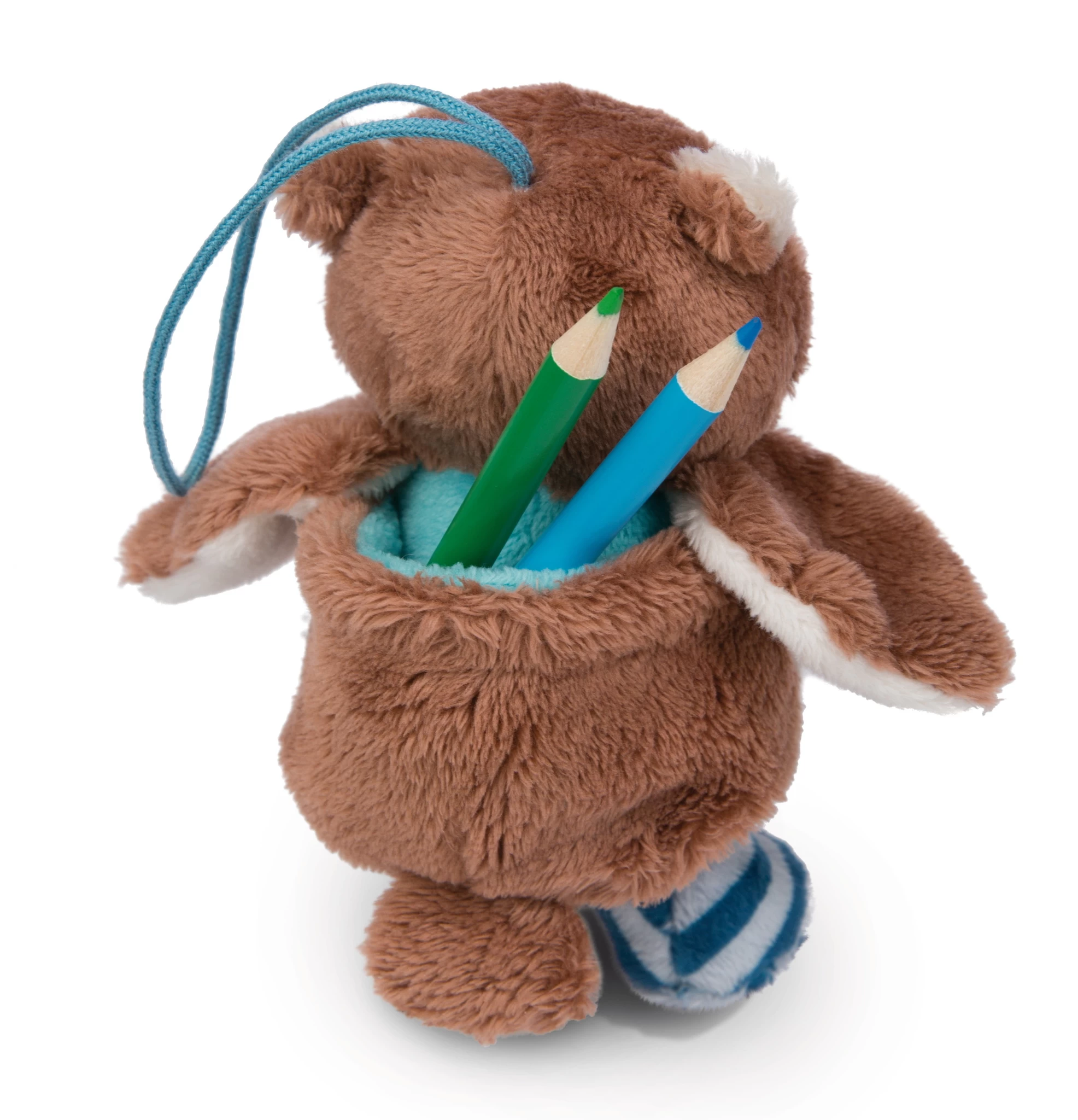 Nici 48931 Wendekuscheltier Eule Oscar im Nest blau 12cm mit Loop Wendeplüsch