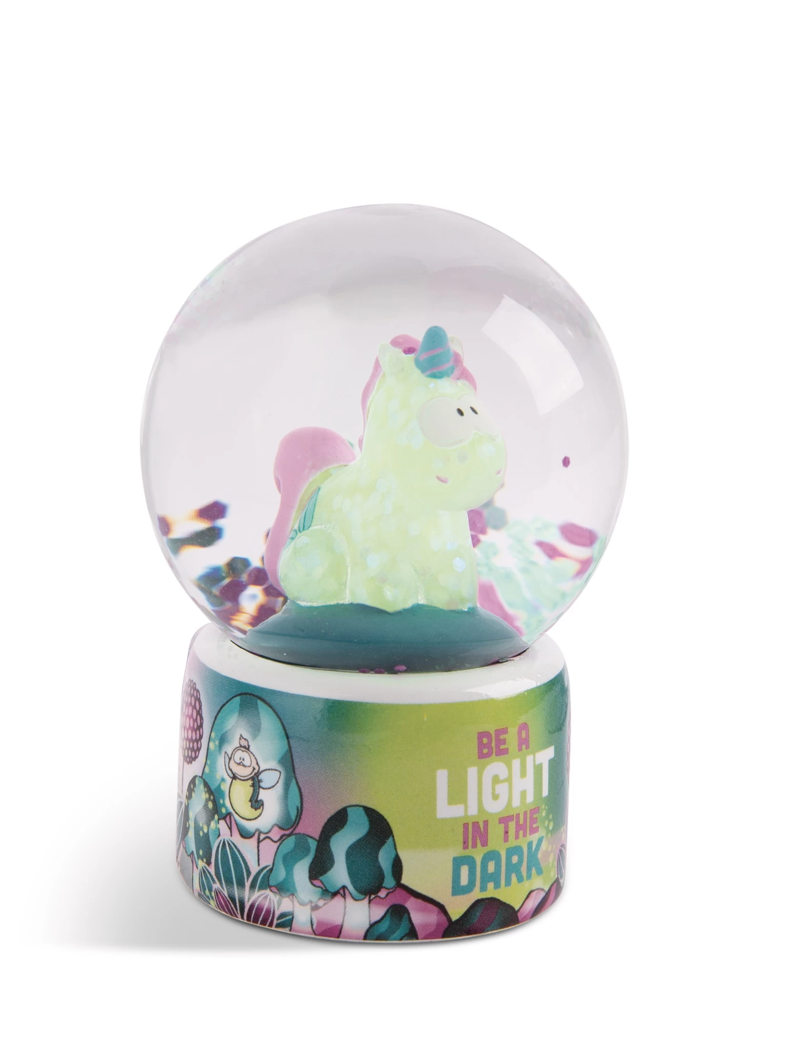Nici 49111 Schüttelkugel Schneekugel Einhorn Midnight Floral Glow in the Dark