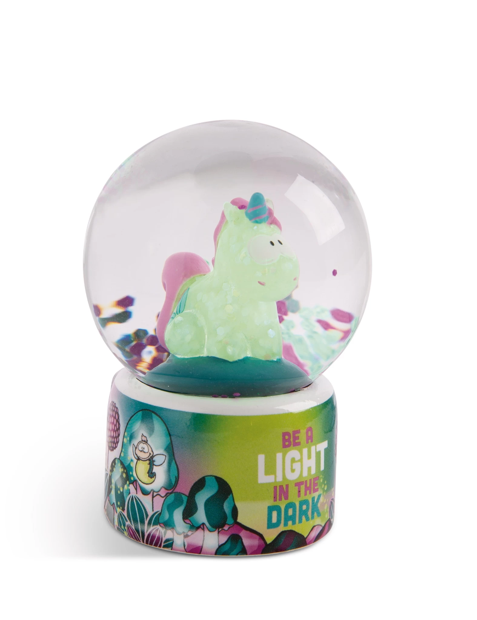 Nici 49111 Schüttelkugel Schneekugel Einhorn Midnight Floral Glow in the Dark