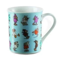 Nici 28525 Tasse Jolly Mäh Allover Bunte Schafe Blau Porzellan Kaffeetasse