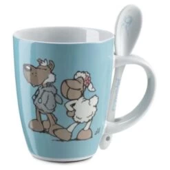 Nici 30052 Tasse Jolly Mäh Wolf Hugo & Schaf Rosa Blau Mit LÜffel Porzellan